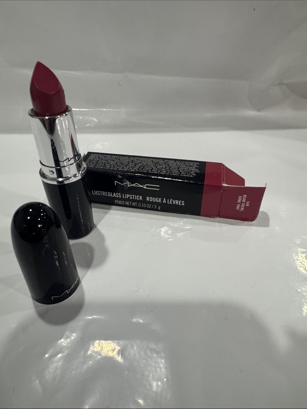 MAC Cosmetics Lustreglass Lipstick - Raspberry Pink 548 beam there done that